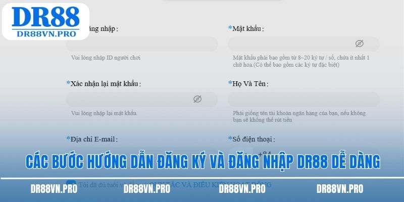 Các bước hướng dẫn đăng ký và đăng nhập dr88 dễ dàng